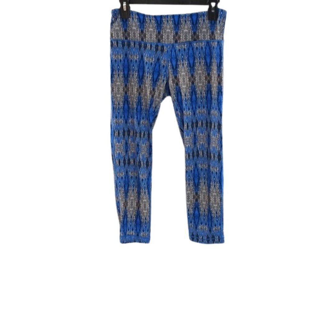 90 Degree By Reflex Womens Size S Blue Printed Capri Leggings Yoga Pants